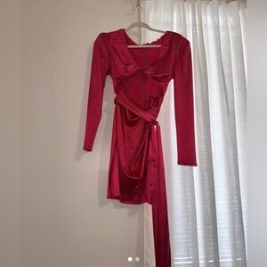 Elegant Red Wrap Dress